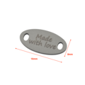 Oval tag "Made with love" 16x8mm (10pcs)